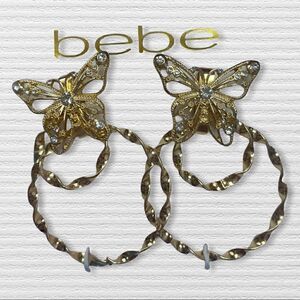 Bebe Gold Butterfly Earrings New In Box
